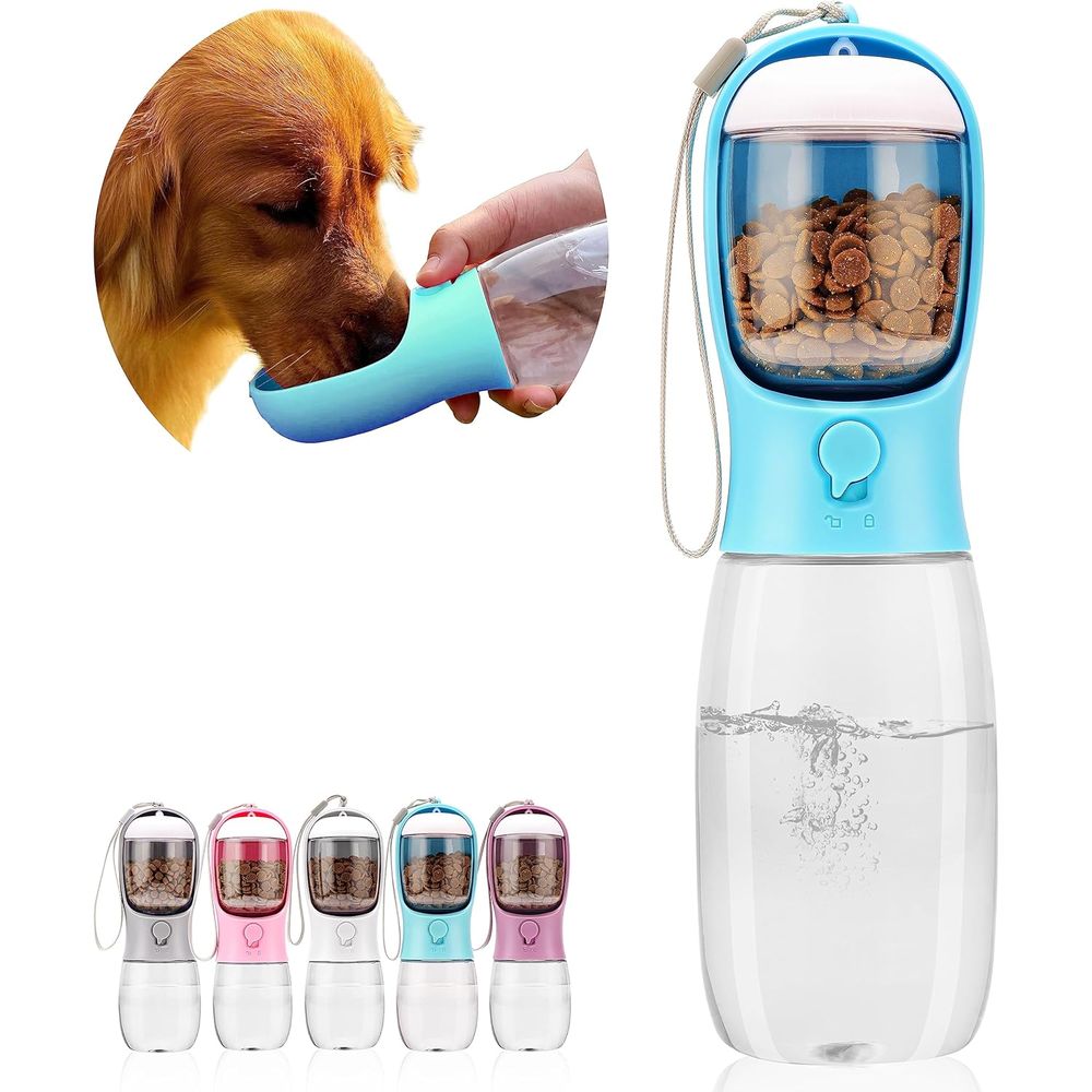 Food Storage Essentials - Dog Water Bottle with Food Container,