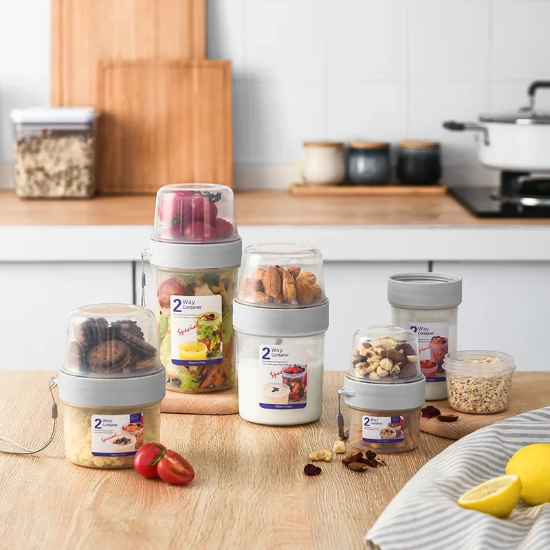 Food Storage Containers Set - Breakfast Oatmeal Cereal Nut Yogurt Salad