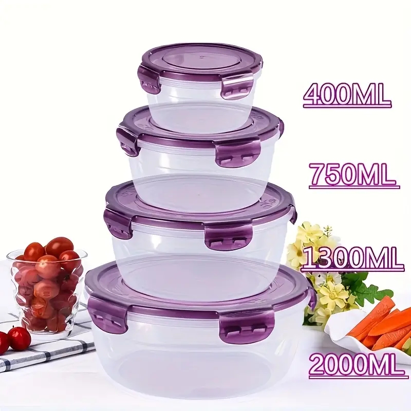 Food Storage For Camping - 4 Plastic Food Storage Containers, Lunch