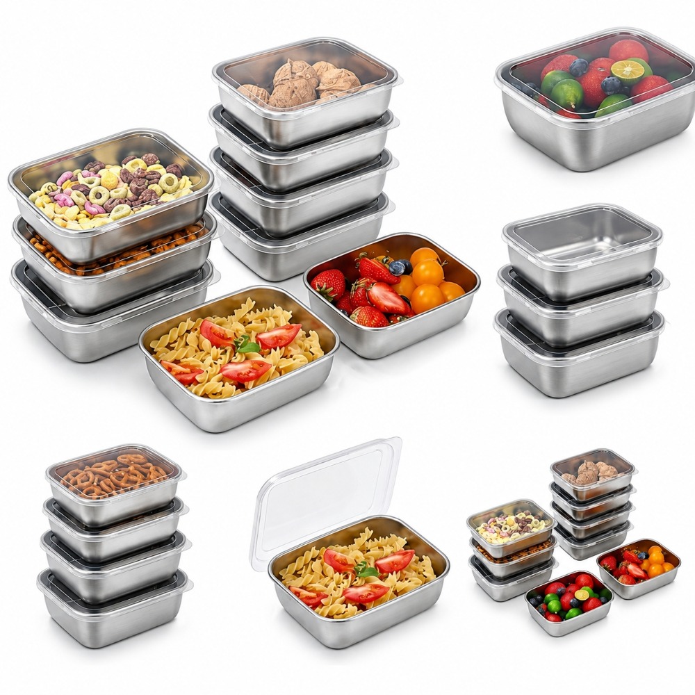 Food Storage Box Set - 6PCS Stainless Steel Food Storage Containers