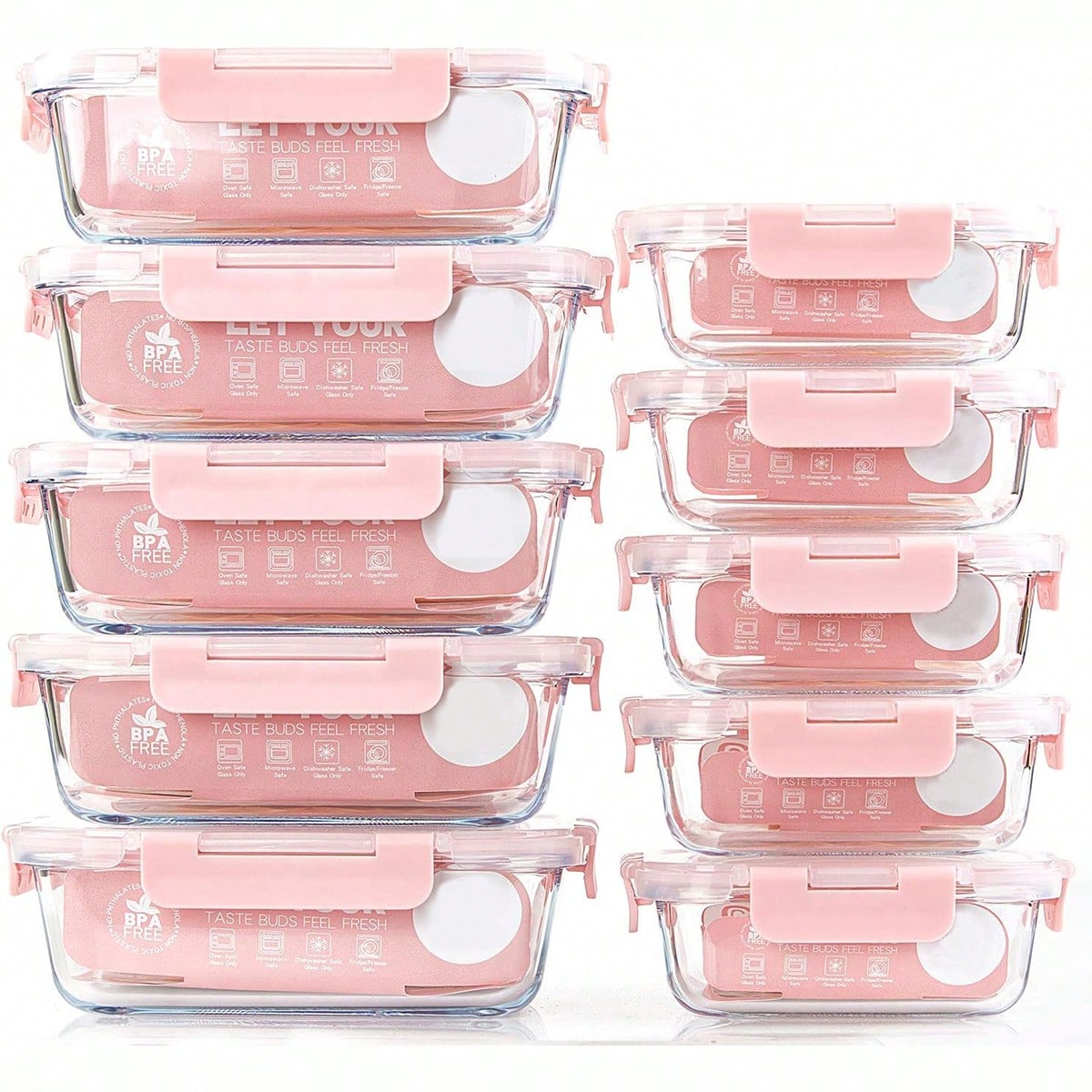 Storage Food Prep - 10 Pack Glass Meal Prep Containers,