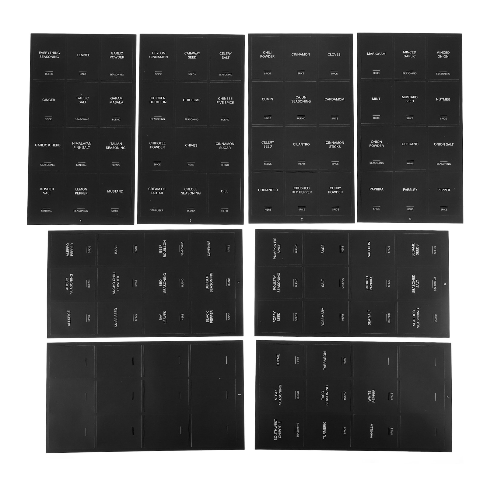 Food Storage Jar Labels - 32Pcs Spice Stickers Waterproof Rectangle Labels