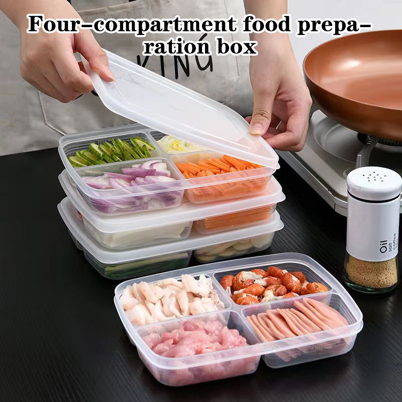 Food Storage Box Set - New【4 Grids Plastic Storage Box Portable