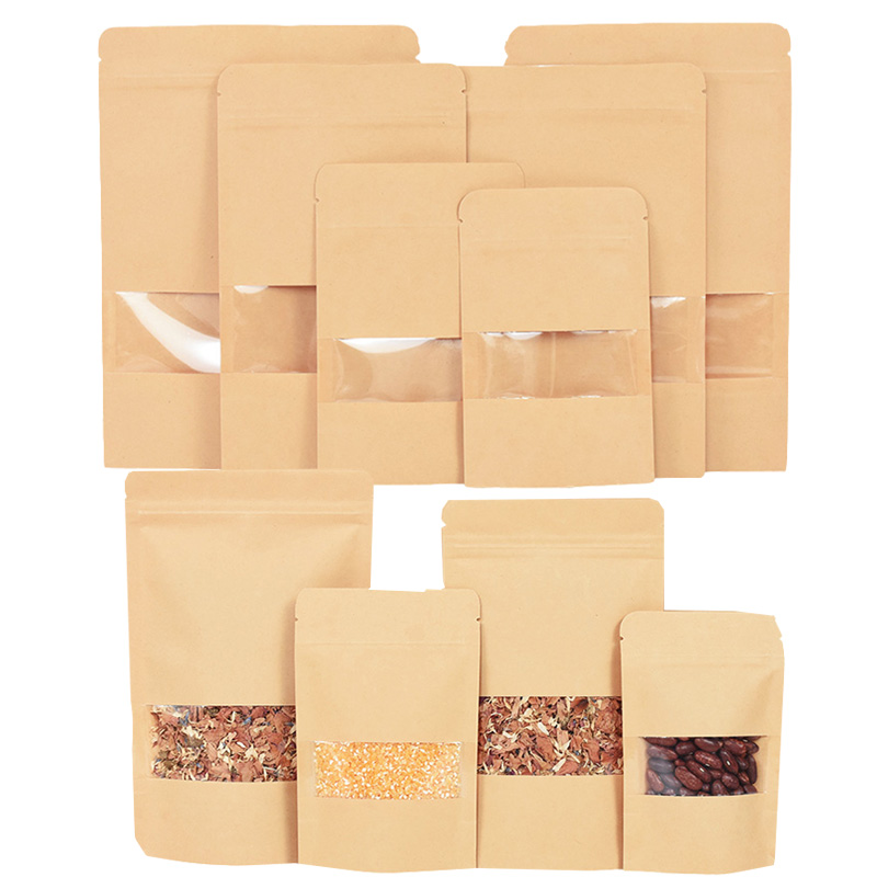 Food Storage Ziploc Bags - 20/50pcs Kraft Paper Zip Lock Bags