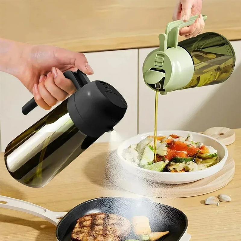 Salad Dressing Bottle - 470ml Glass Oil Dispenser 2-in-1 Light-blocking