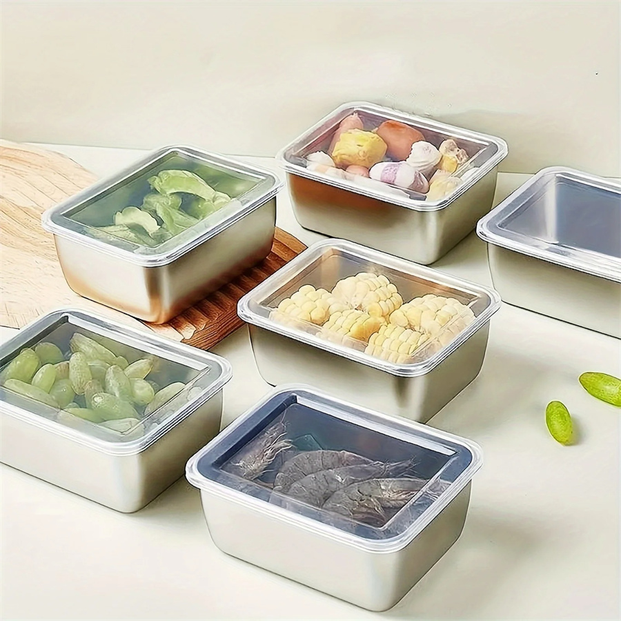 Food Storage Box Set - 1/3/5pcs Stainless Steel Food Storage Box