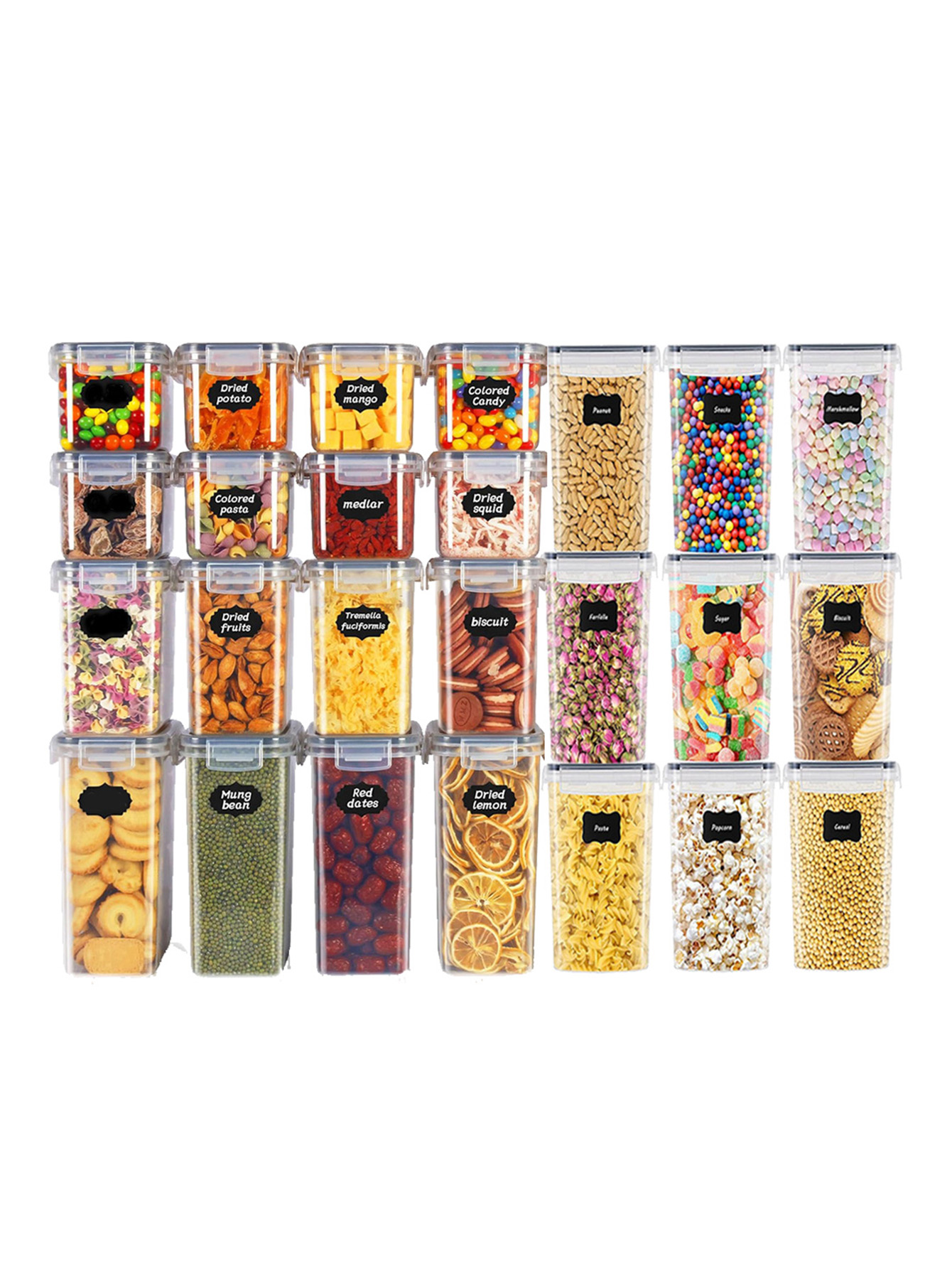 Food Storage Jar Labels - 48pcs, Sealed Food Storage Containers with