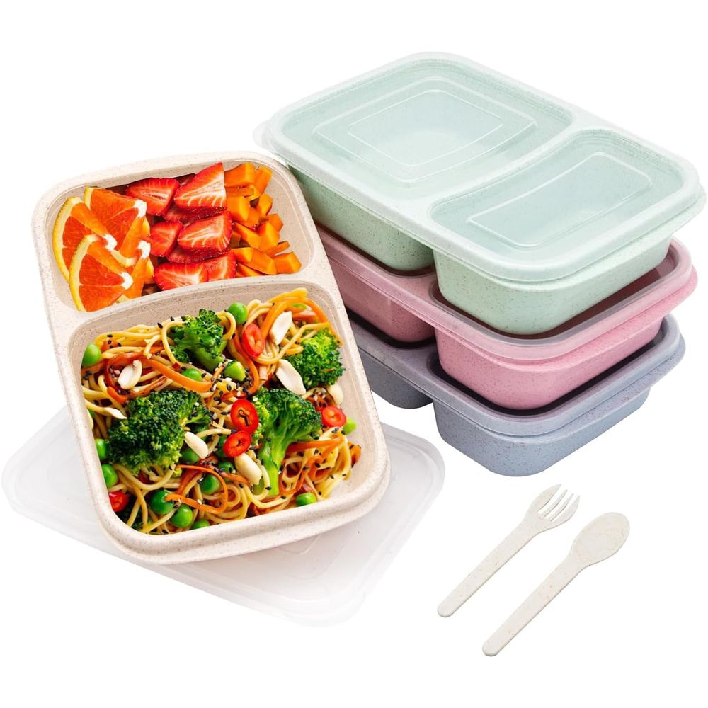 4 Pack Bento Lunch Box, 2 Comp - Storage Food Prep 评论和价格
