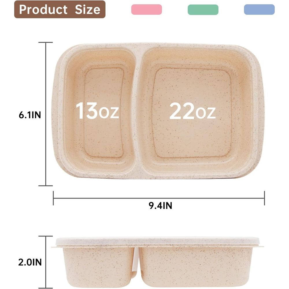 4 Pack Bento Lunch Box, 2 Comp - Storage Food Prep 评论和价格