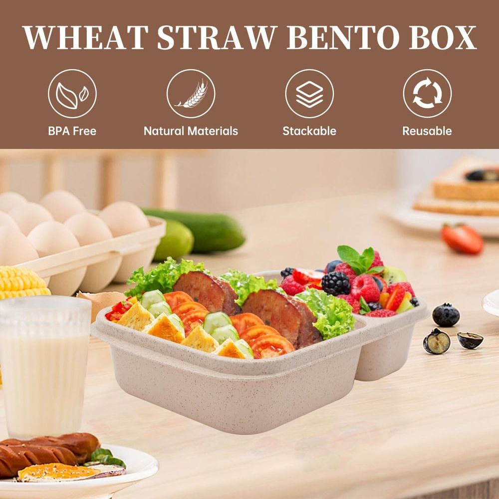 4 Pack Bento Lunch Box, 2 Comp - Storage Food Prep 评论和价格