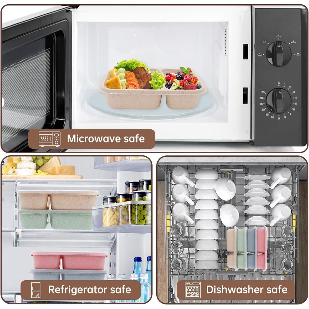 4 Pack Bento Lunch Box, 2 Comp - Storage Food Prep 评论和价格