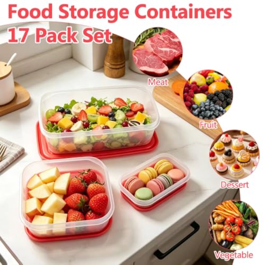 17Pcs Plastic Food Storage Set - Food Storage Containers 评论和价格