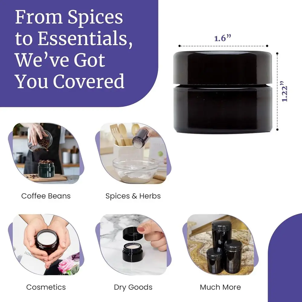 15ml Black Glass Airtight Jar  - Food Storage For Long Term 评论和价格