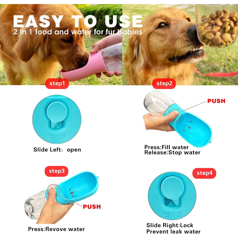 Dog Water Bottle with Food Con - Food Storage Essentials 评论和价格