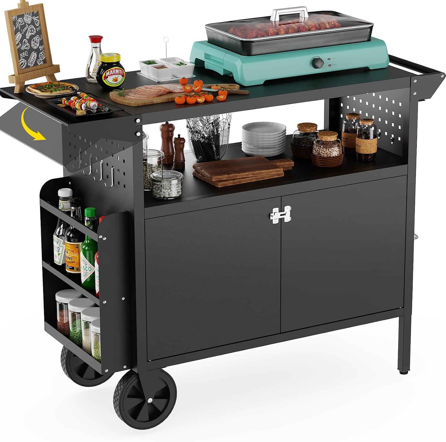 Outdoor Grill Cart Table With  - Storage Food Prep 评论和价格