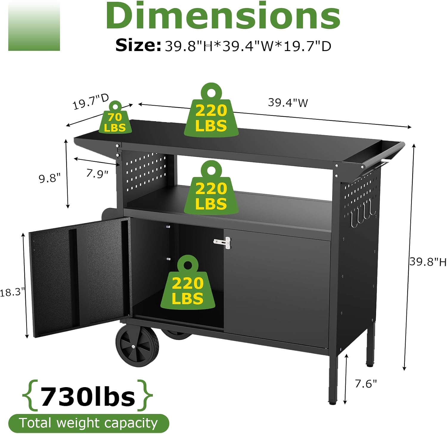 Outdoor Grill Cart Table With  - Storage Food Prep 评论和价格