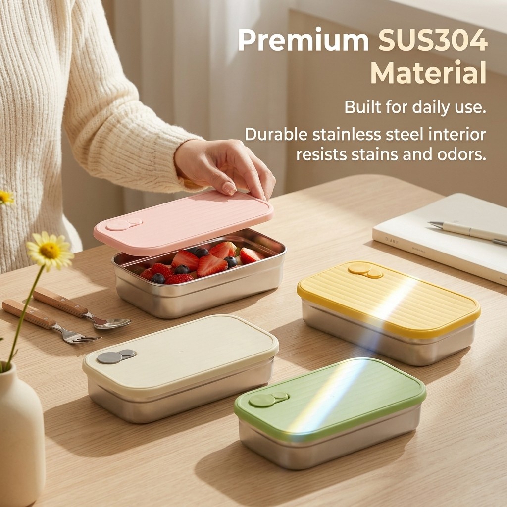 Stainless Steel Bento Box Meta - Storage Food Prep 评论和价格