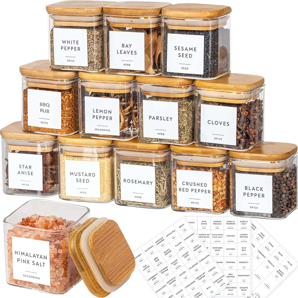 5oz Square Spice Jars with Bam - Food Storage Jar Labels 评论和价格