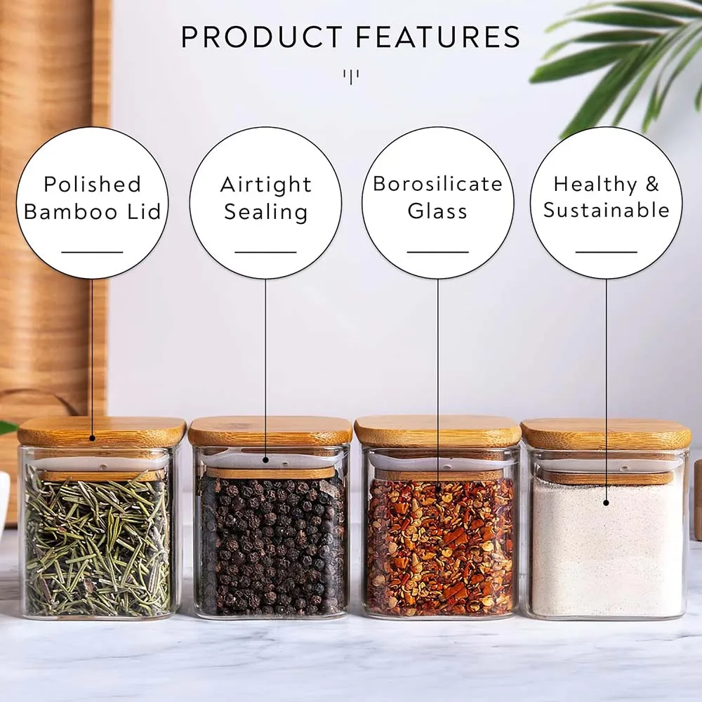 5oz Square Spice Jars with Bam - Food Storage Jar Labels 评论和价格