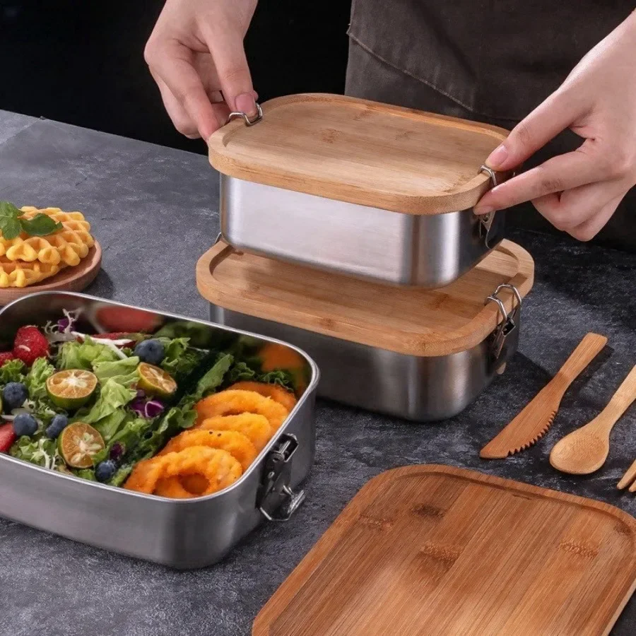 New 304 stainless steel bamboo - Food Storage Box Set 评论和价格