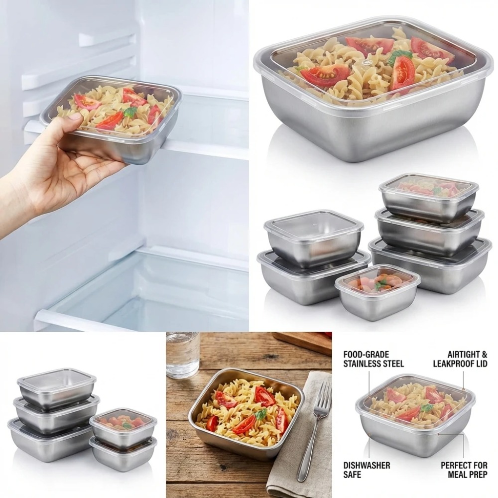 6PCS Stainless Steel Food Stor - Food Storage Box Set 评论和价格