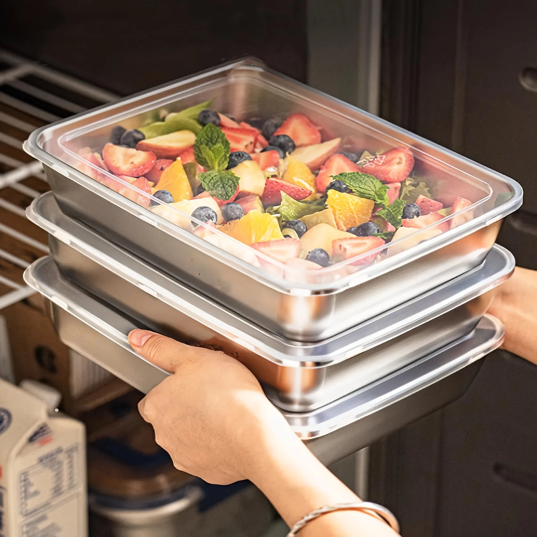 3pcs Stainless Steel Food Cont - Food Storage For Camping 评论和价格