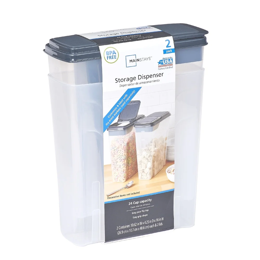 2-Pack Plastic Cereal Dispense - Food Storage Quart Containers 评论和价格