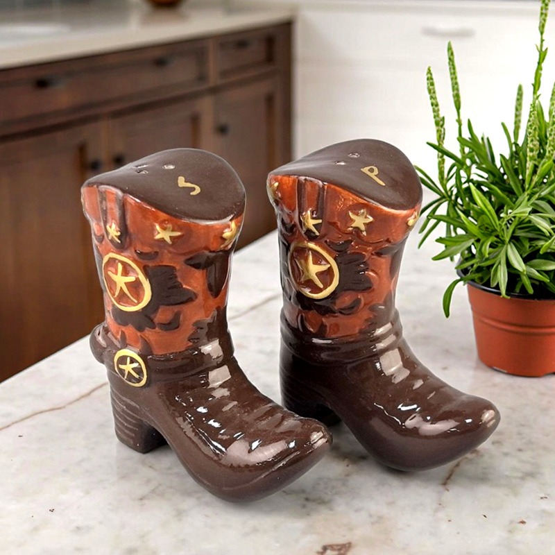 Vintage Boots Ceramic Spice Ja - Food Storage Box Set 评论和价格