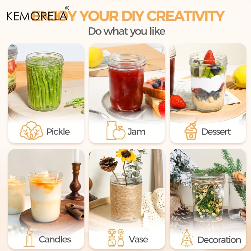 KEMORELA Mason Jars 350ML With - Salad Dressing Bottle 评论和价格