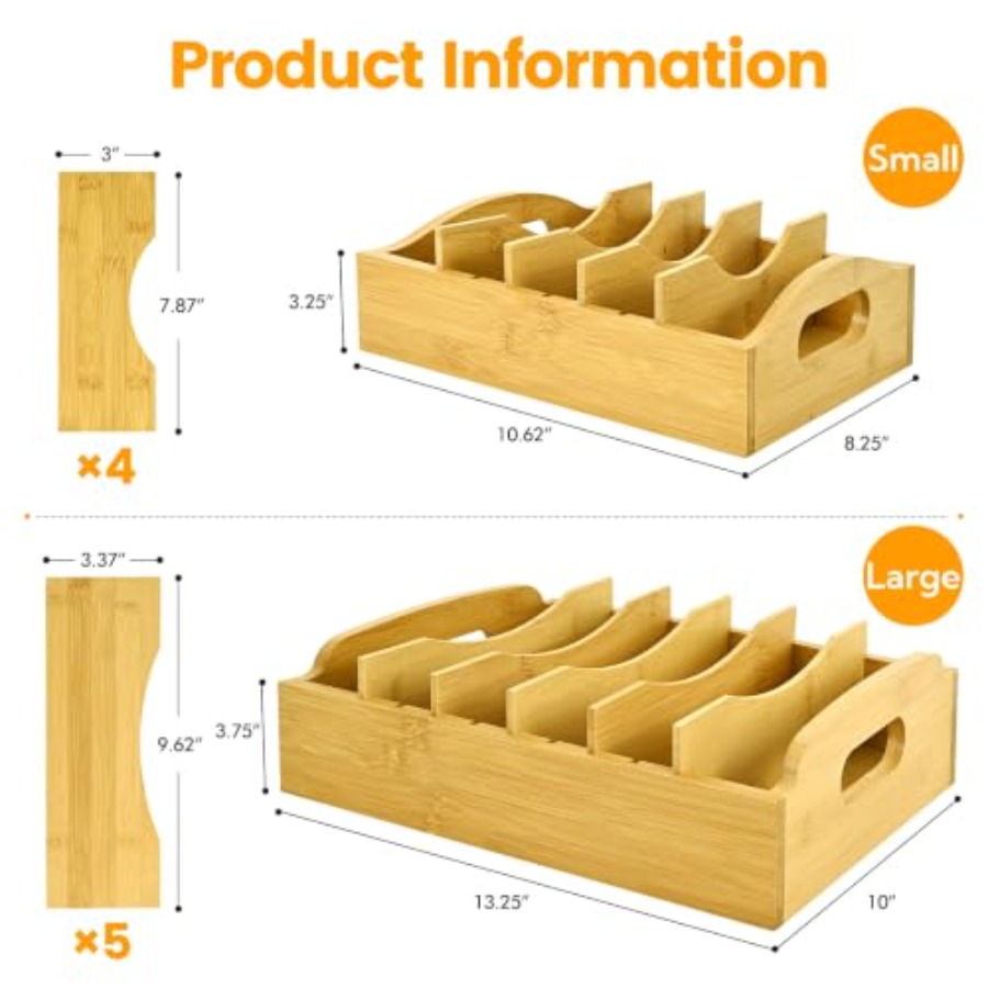 2 Pack Bamboo Lid Organizer, 1 - Food Storage Containers 评论和价格