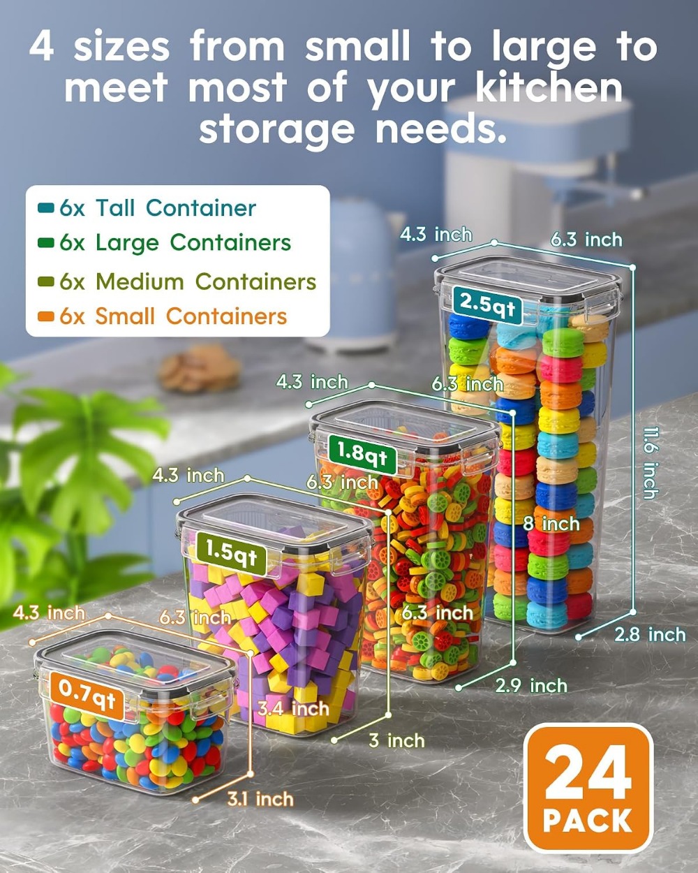 24 PCS Airtight Food Storage C - Food Storage Containers 评论和价格