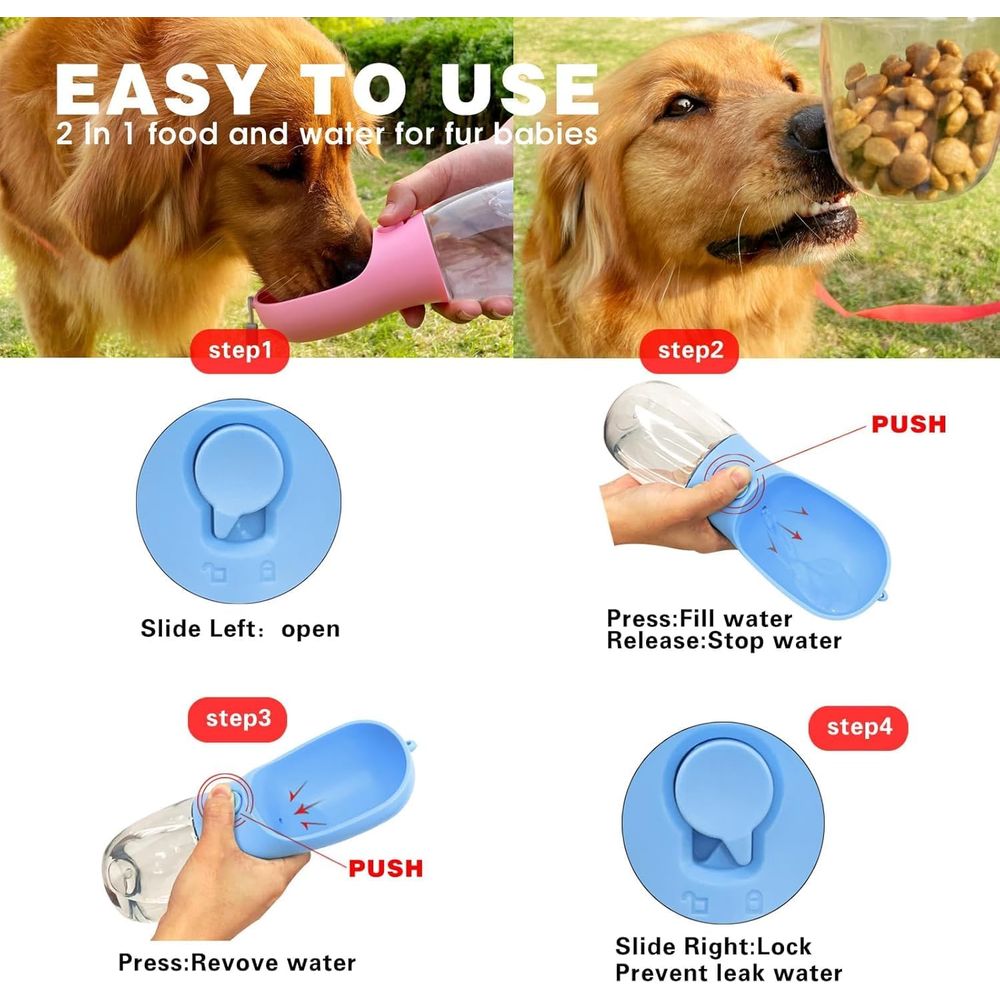 Dog Water Bottle with Food Con - Food Storage Essentials 评论和价格